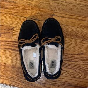 UGG Black Moccasin Slippers with Brown Laces